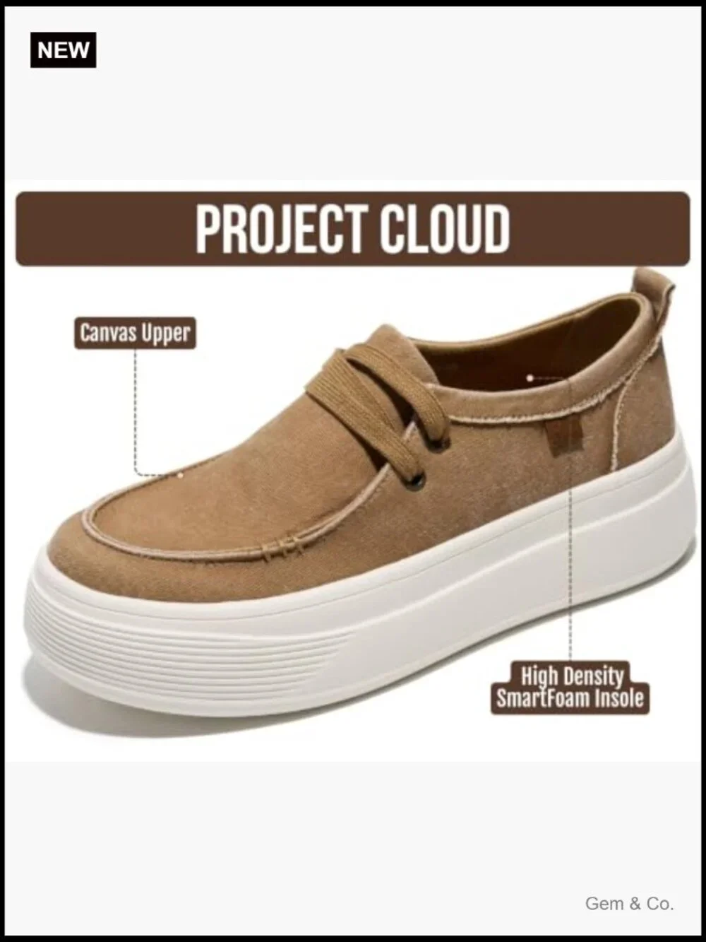 Canvas Platform Loafers - Slip On Sneakers with Memory Foam – 1.89 Inch Heel